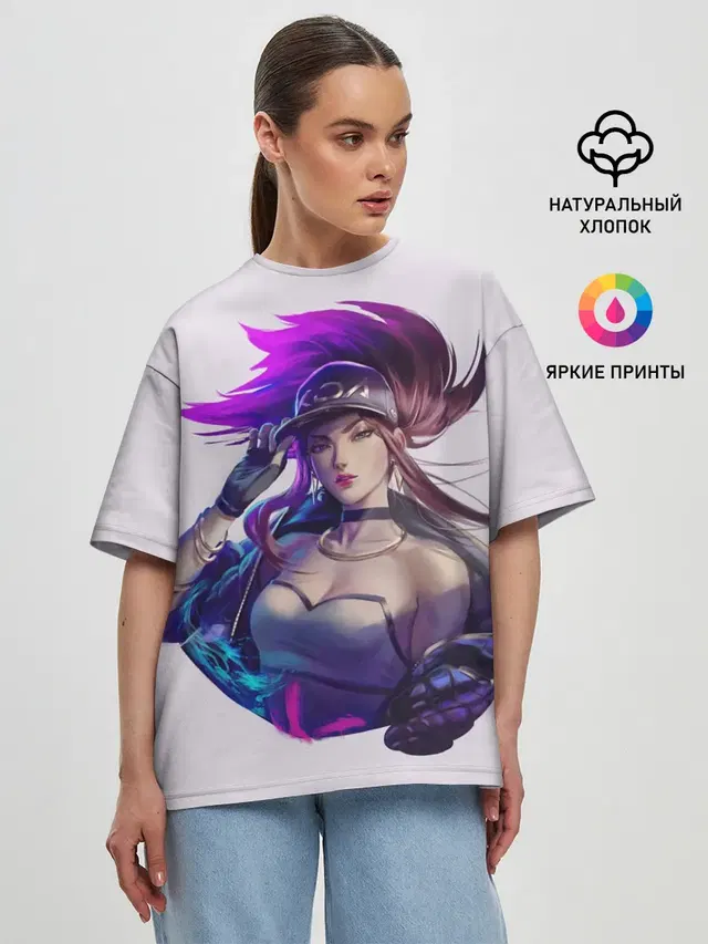Женская футболка оверсайз с принтом «DA — KDA Akali»