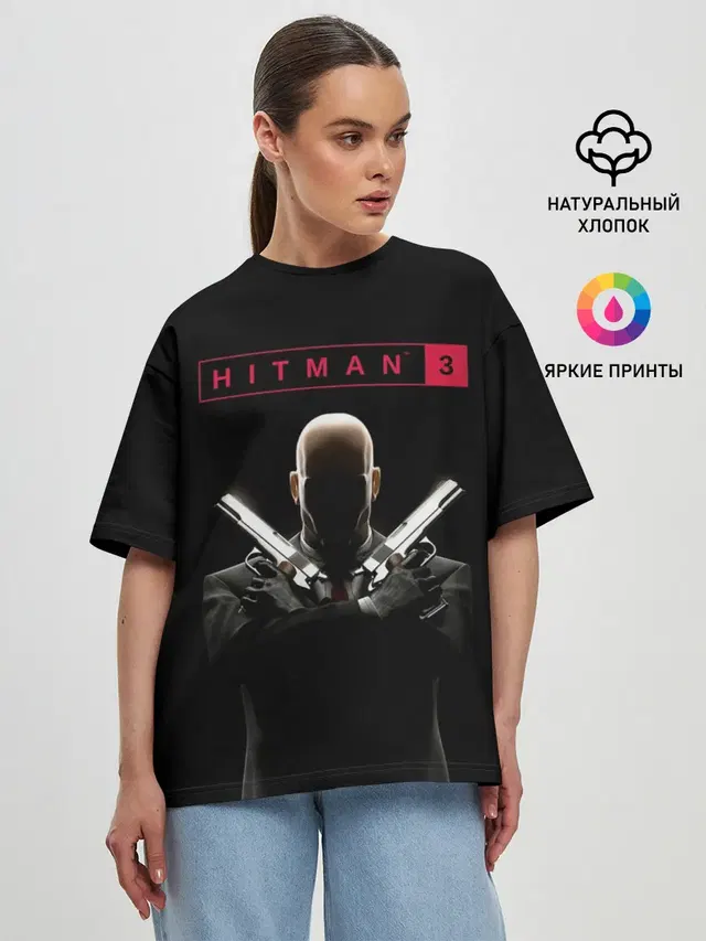 Женская футболка оверсайз с принтом «Hitman — Hitman III»