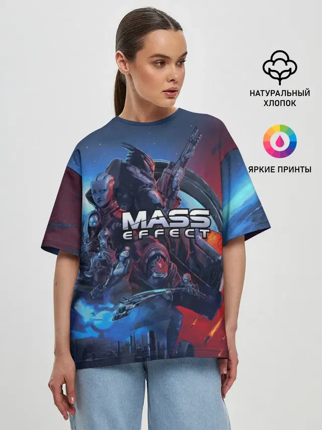 Женская футболка оверсайз с принтом «Mass Effect — Mass EFFECT Legendary ed»