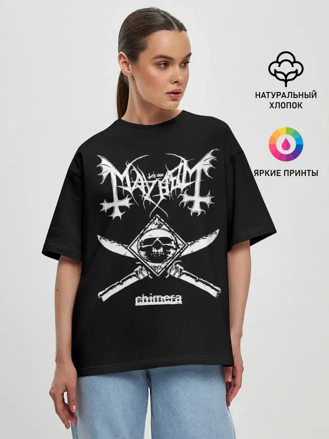 Женская футболка оверсайз с принтом «Mayhem»