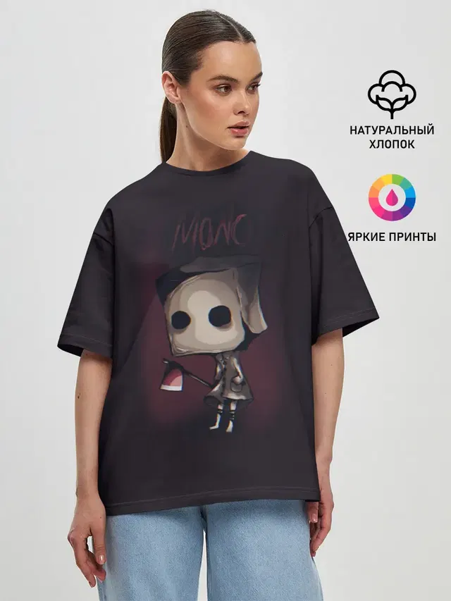 Женская футболка оверсайз с принтом «Little Nightmares 2 mono»