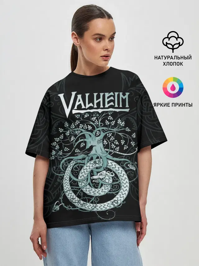 Женская футболка оверсайз с принтом «Valheim»