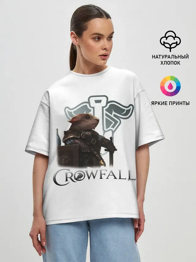 Женская футболка оверсайз с принтом «Crowfall Duelist»