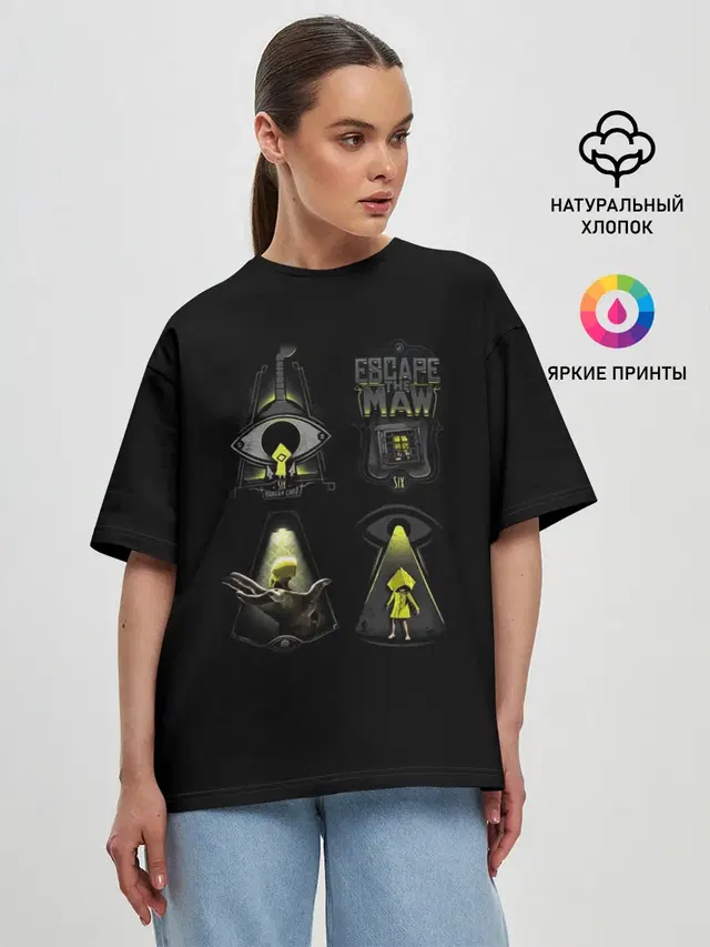 Женская футболка оверсайз с принтом «Little Nightmares 2 арт»