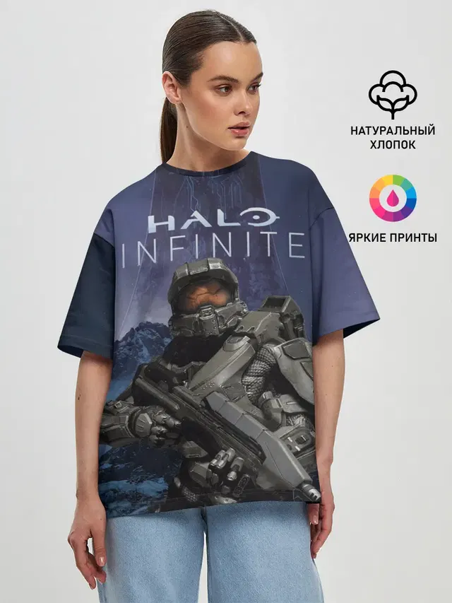 Женская футболка оверсайз с принтом «Halo Infinite»