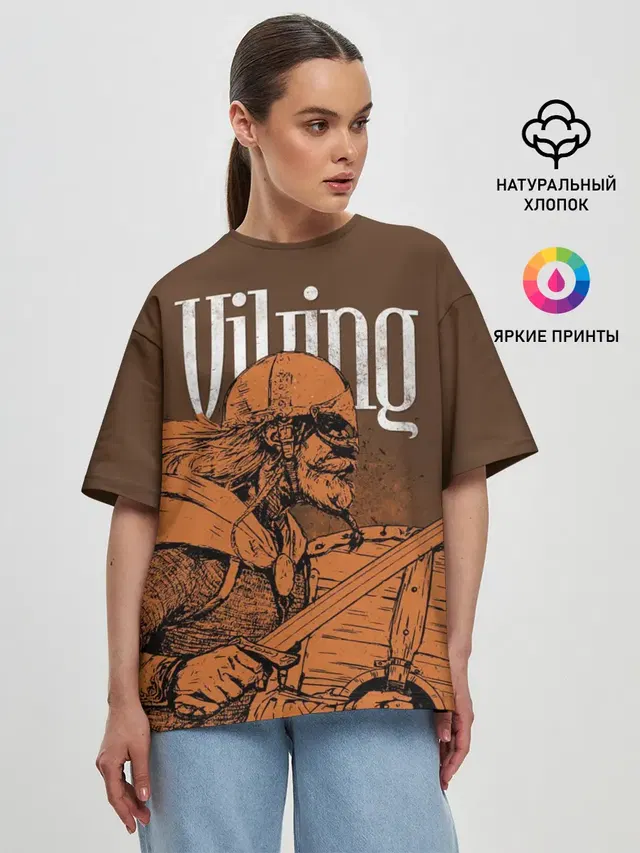 Женская футболка оверсайз с принтом «Valheim — Viking»
