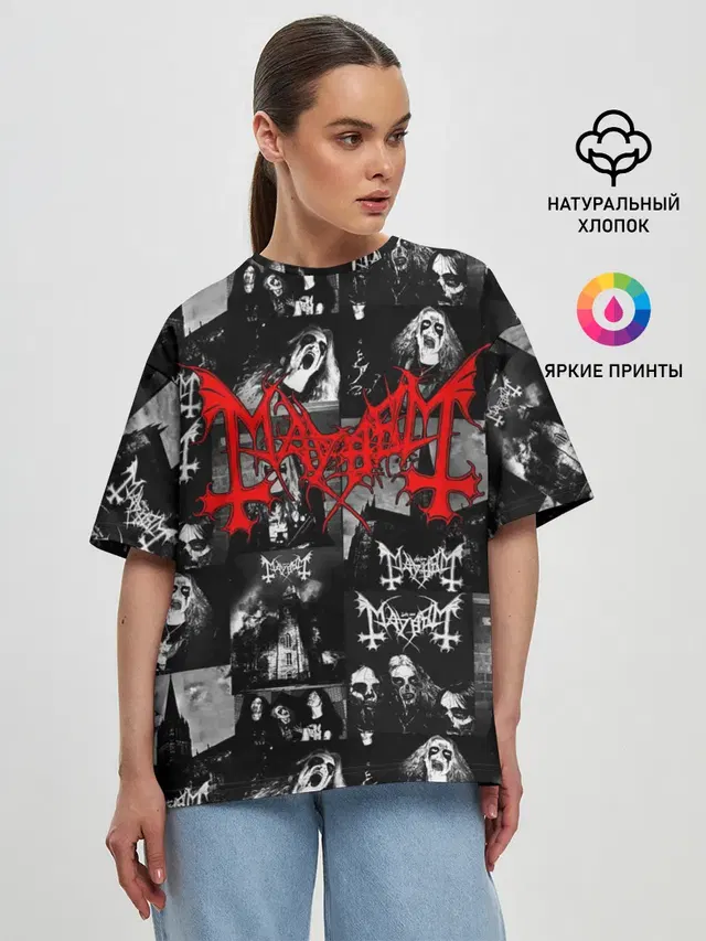 Женская футболка оверсайз с принтом «Mayhem»