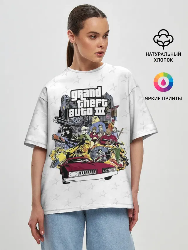 Женская футболка оверсайз с принтом «GTA — Grand Theft Auto iii»