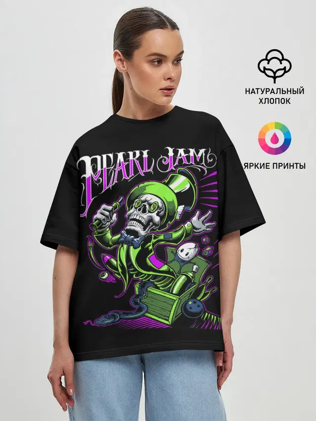 Женская футболка оверсайз с принтом «Pearl JAM»