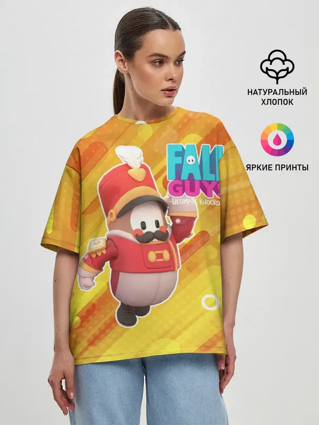 Женская футболка оверсайз с принтом «Fall Guys — Щелкунчик»
