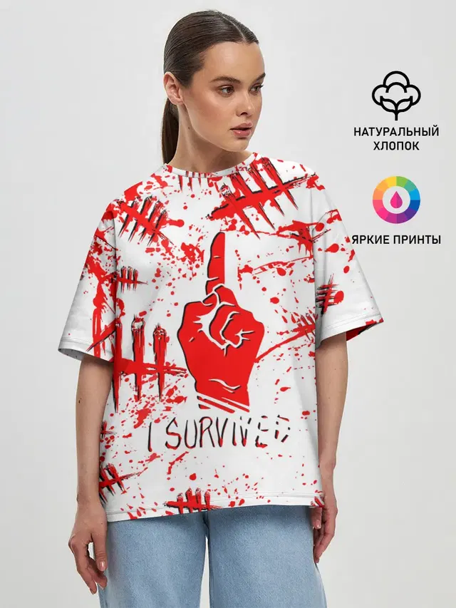 Женская футболка оверсайз с принтом «blood splatter»