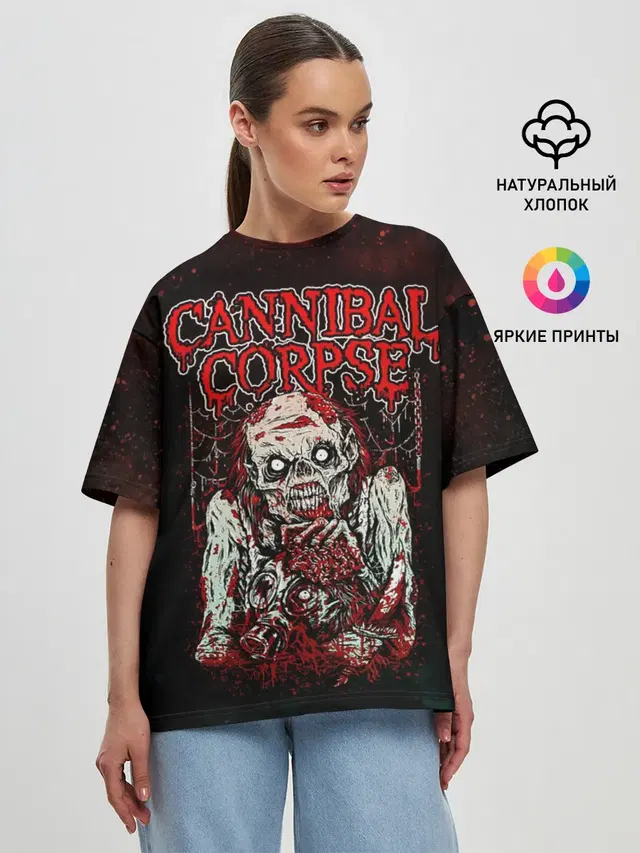 Женская футболка оверсайз с принтом «Cannibal Corpse»