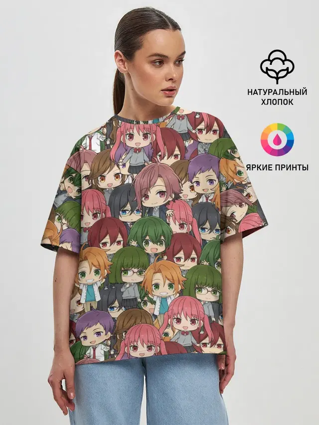 Женская футболка оверсайз с принтом «Хоримия — Horimiya Chibi»