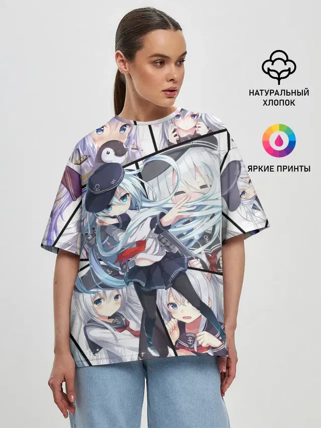 Женская футболка оверсайз с принтом «Kantai Collection: Hibiki»