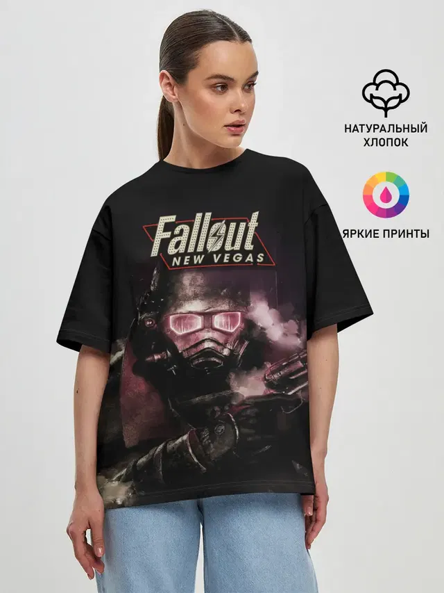 Женская футболка оверсайз с принтом «Fallout — Фаллаут Нью Вегас»