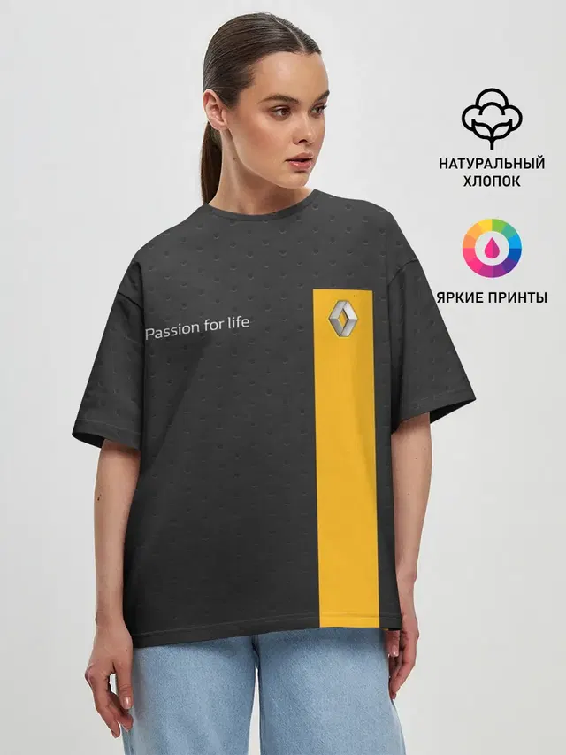 Женская футболка оверсайз с принтом «Renault»