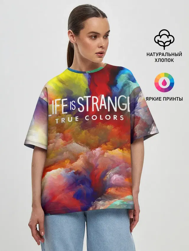 Женская футболка оверсайз с принтом «LiS True Colors — Life is Strange True Colors»