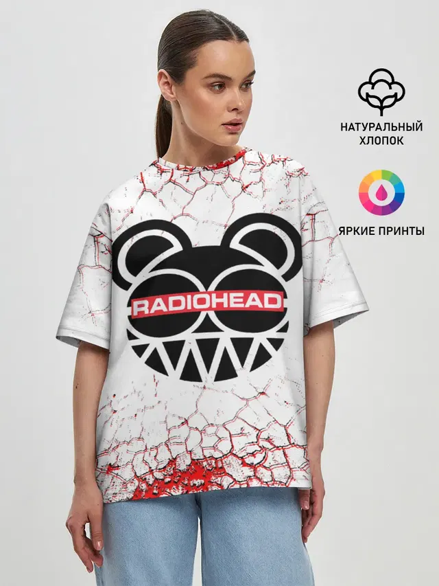 Женская футболка оверсайз с принтом «Radiohead»