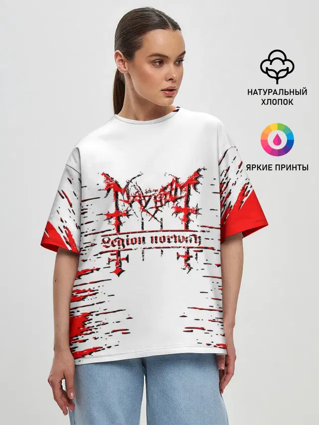 Женская футболка оверсайз с принтом «Mayhem»