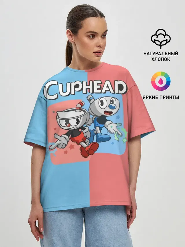 Женская футболка оверсайз с принтом «Caphead»