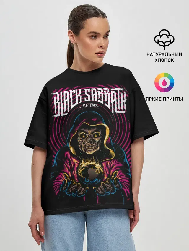 Женская футболка оверсайз с принтом «Black Sabbath»