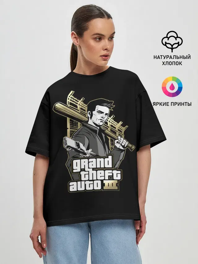 Женская футболка оверсайз с принтом «GTA — Клод — GTA 3»
