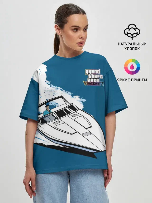 Женская футболка оверсайз с принтом «Tommy on board»