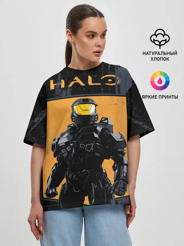Женская футболка оверсайз с принтом «Halo Chef»