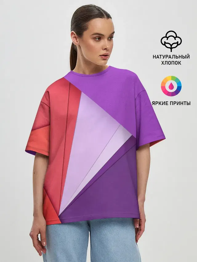 Женская футболка оверсайз с принтом «Абстракция — ORIGAMI»