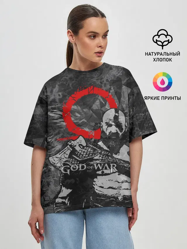 Женская футболка оверсайз с принтом «GOD OF WAR Kratos»