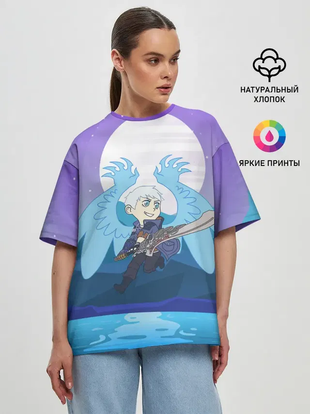 Женская футболка оверсайз с принтом «Devil May Cry — Nero anime»