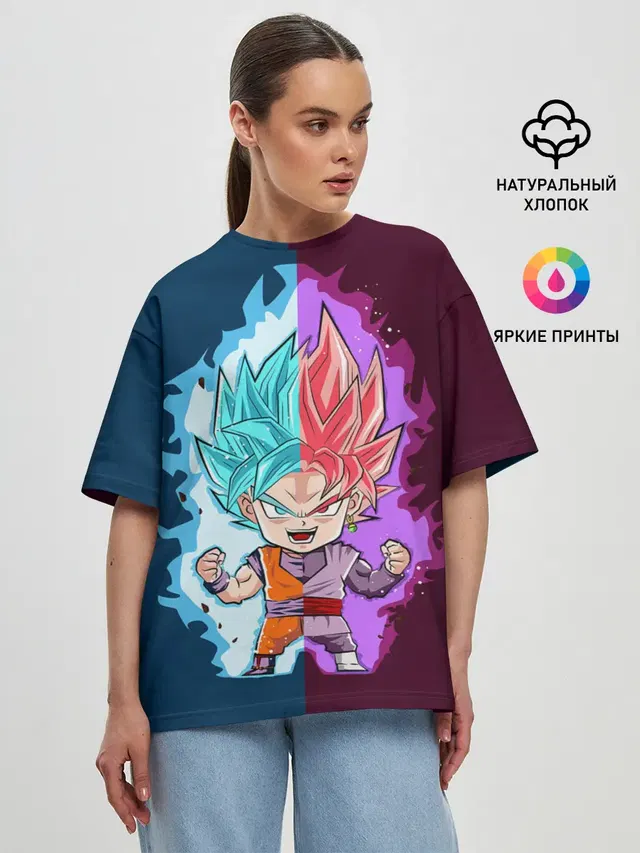 Женская футболка оверсайз с принтом «Vegeta power»