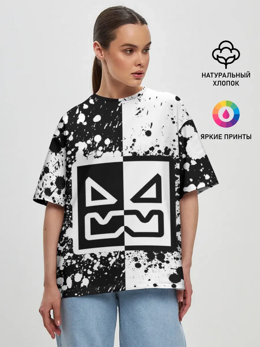 хлопковая оверсайз-футболка «Splatter» — мерч купить — принт крупно