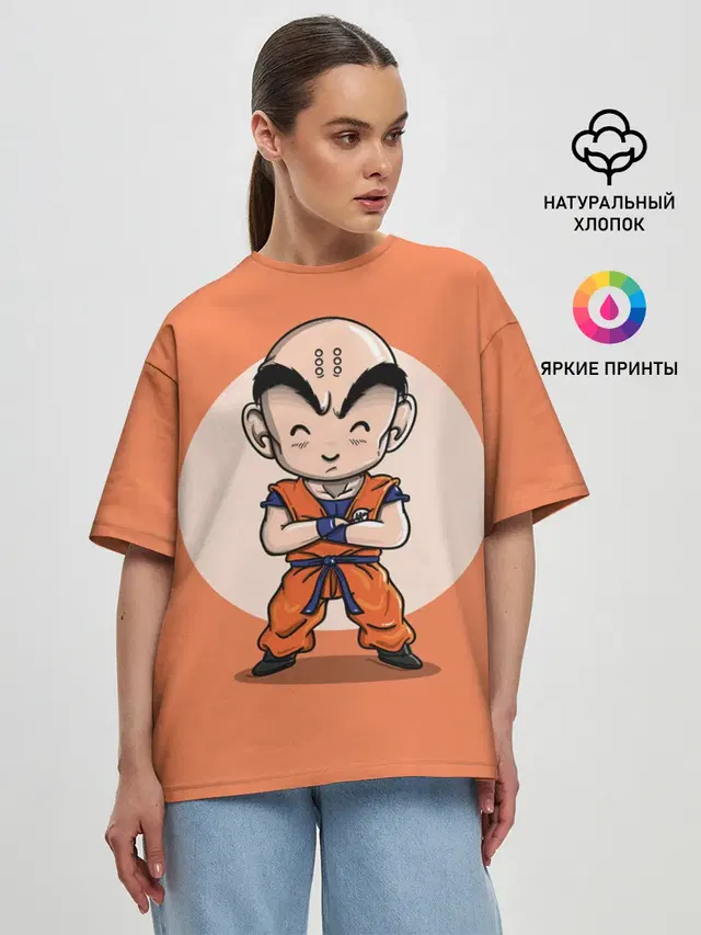 Женская футболка оверсайз с принтом «Dragon ball — Куририн»