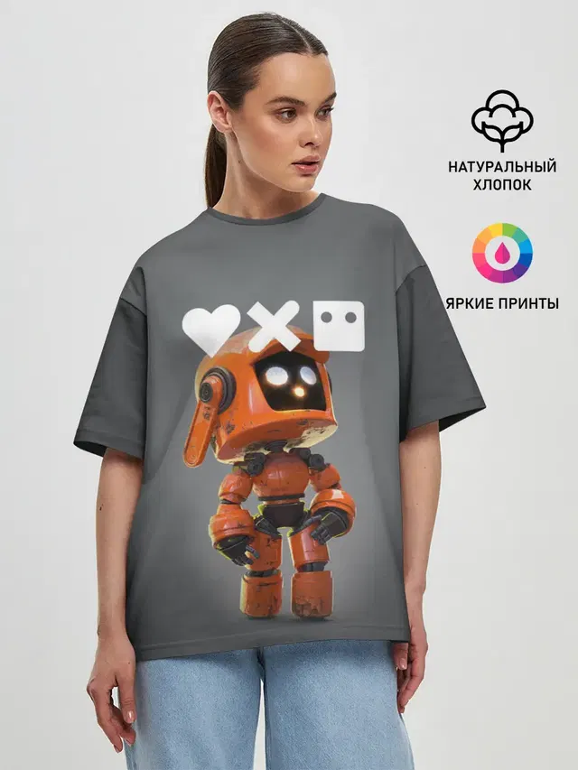 Женская футболка оверсайз с принтом «Robot — K-VRC»