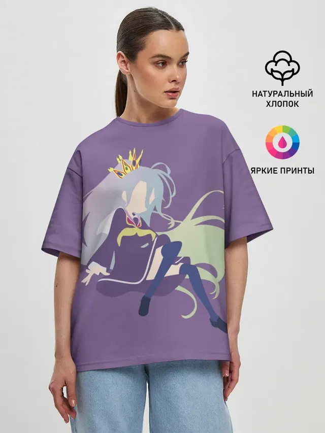 Женская футболка оверсайз с принтом «No Game No Life — Широ арт»