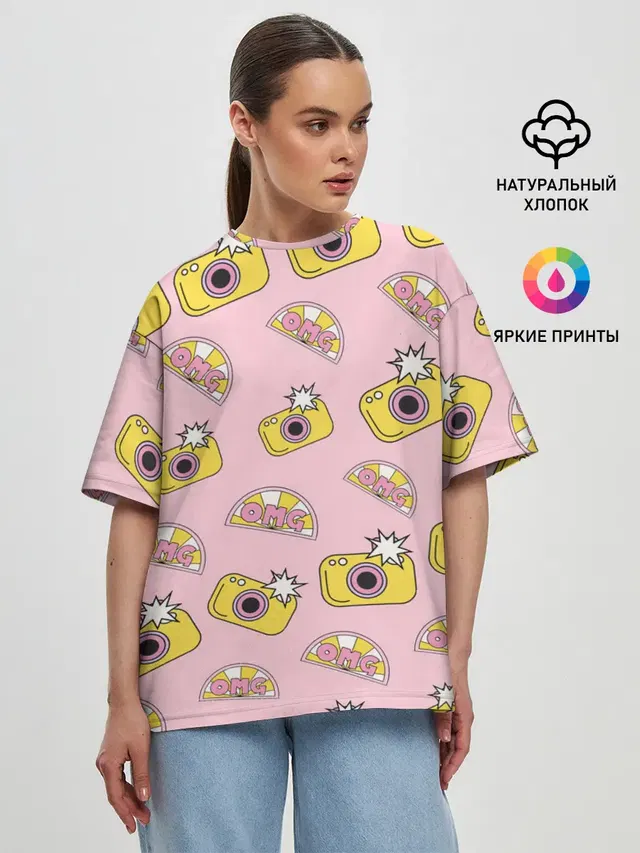 Женская футболка оверсайз с принтом «Другие — Фотики — OMG»
