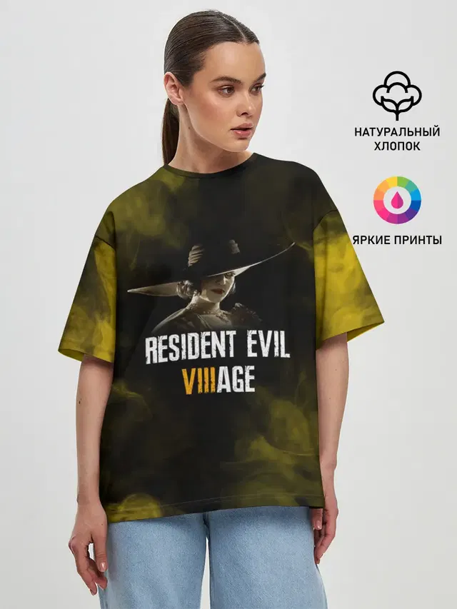 Женская футболка оверсайз с принтом «Lady Dimitrescu — RESIDENT EVIL VILLAGE»