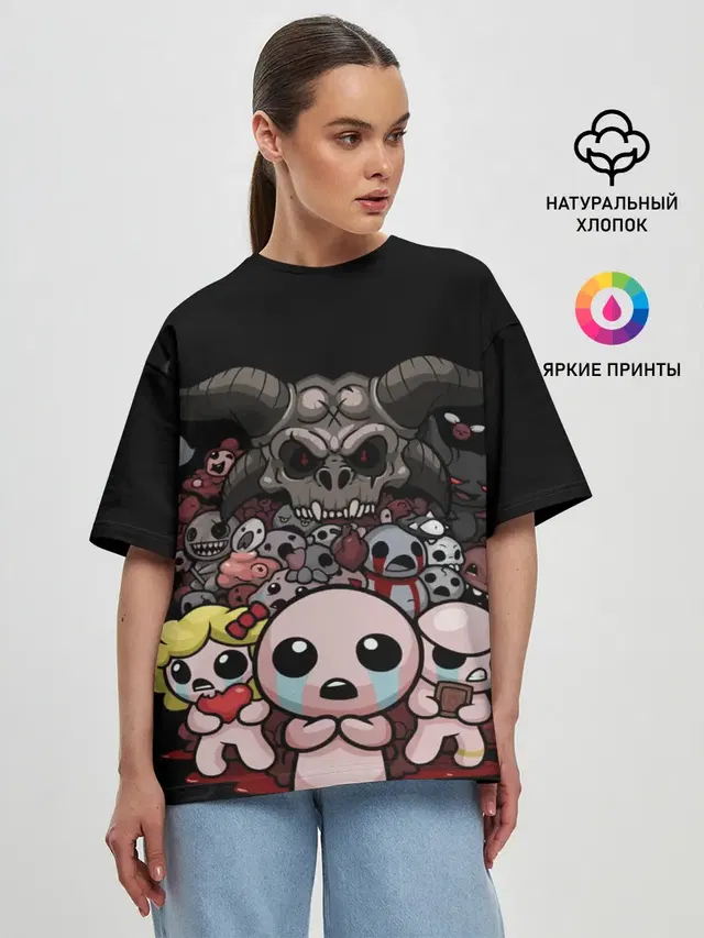 Женская футболка оверсайз с принтом «Игры — The Binding of isaac — bosses»