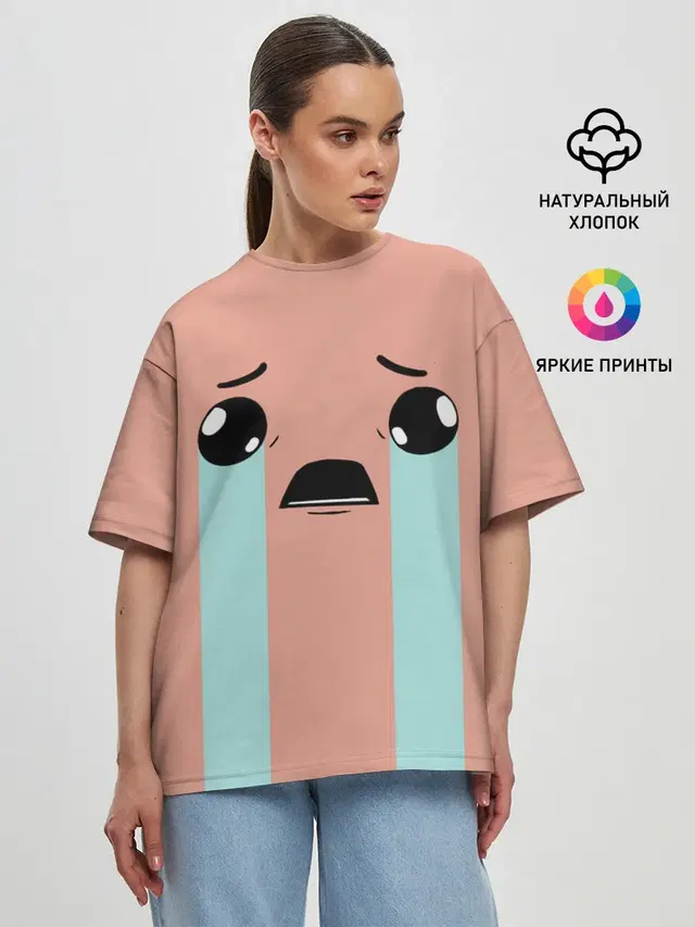 Женская футболка оверсайз с принтом «The Binding of Isaac — Crying Isaac»