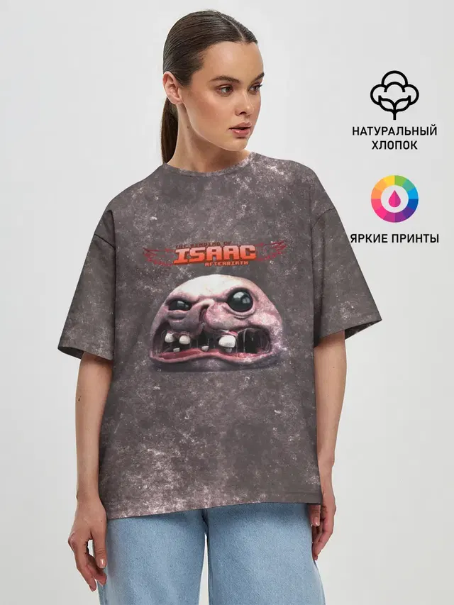 Женская футболка оверсайз с принтом «The Binding of Isaac — ГОЛОВА»