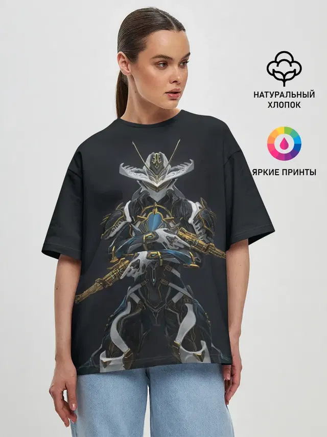 Женская футболка оверсайз с принтом «Warframe — warframe game»