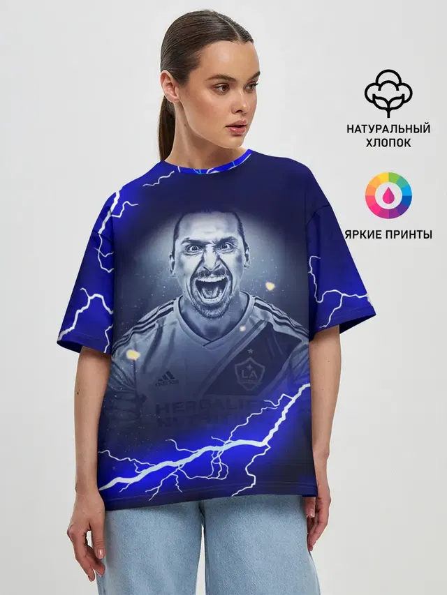 Женская футболка оверсайз с принтом «Милан — Златан Ибрагимович — ZLATAN»