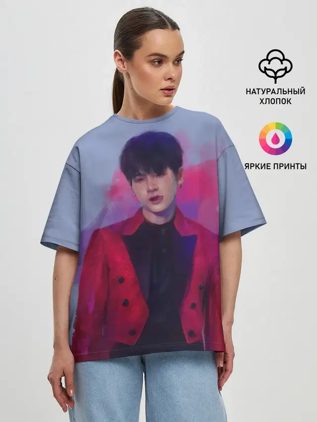 Женская футболка оверсайз с принтом «BTS — Kim Seokjin»