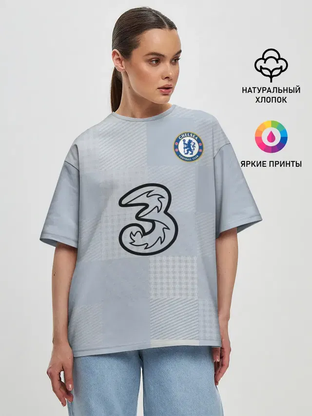 Женская футболка оверсайз с принтом «Челси — FC Chelsea — Goalkeeper Stadium»