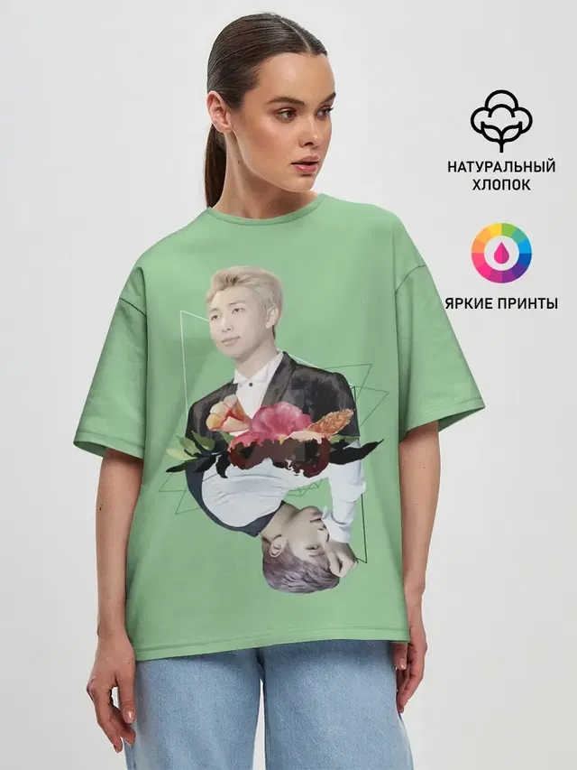 Женская футболка оверсайз с принтом «BTS — RM x J-Hope»