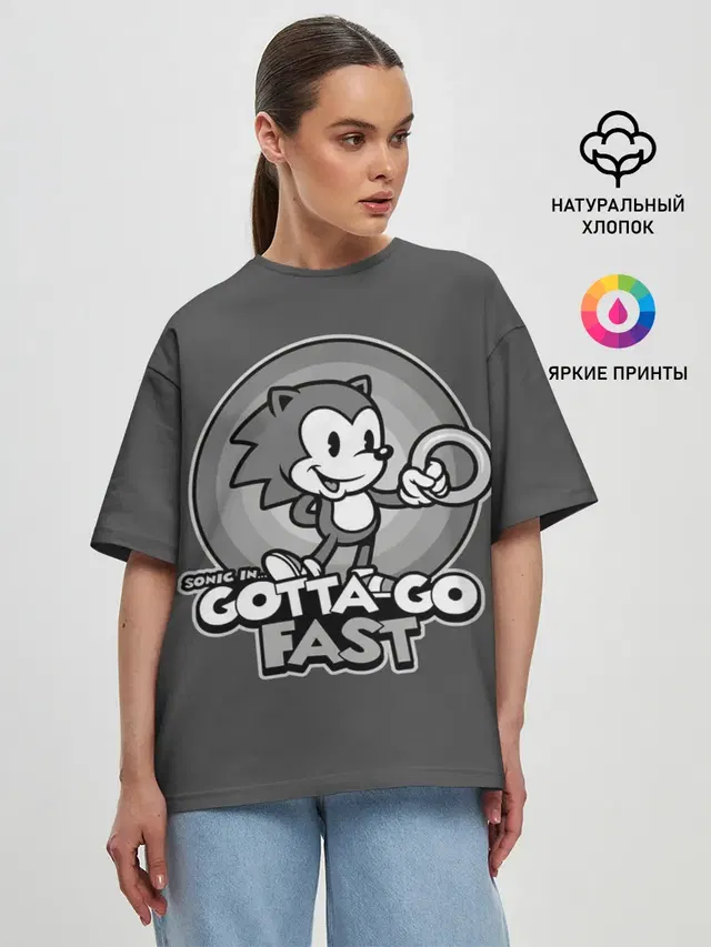 Женская футболка оверсайз с принтом «Соник — Retro Sonic»