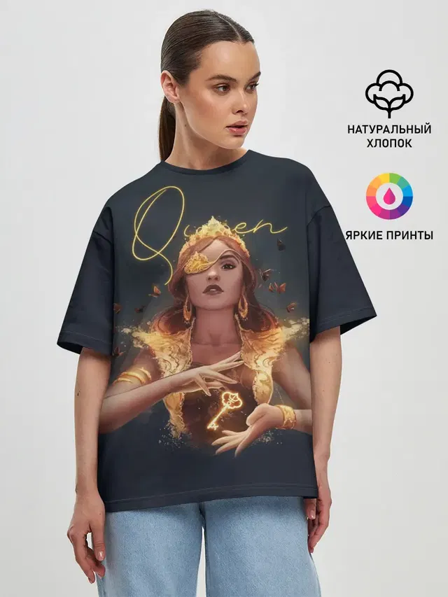 Женская футболка оверсайз с принтом «Разное — Queen»