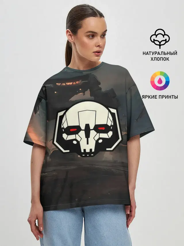 Женская футболка оверсайз с принтом «BattleTech — Боевоймех»