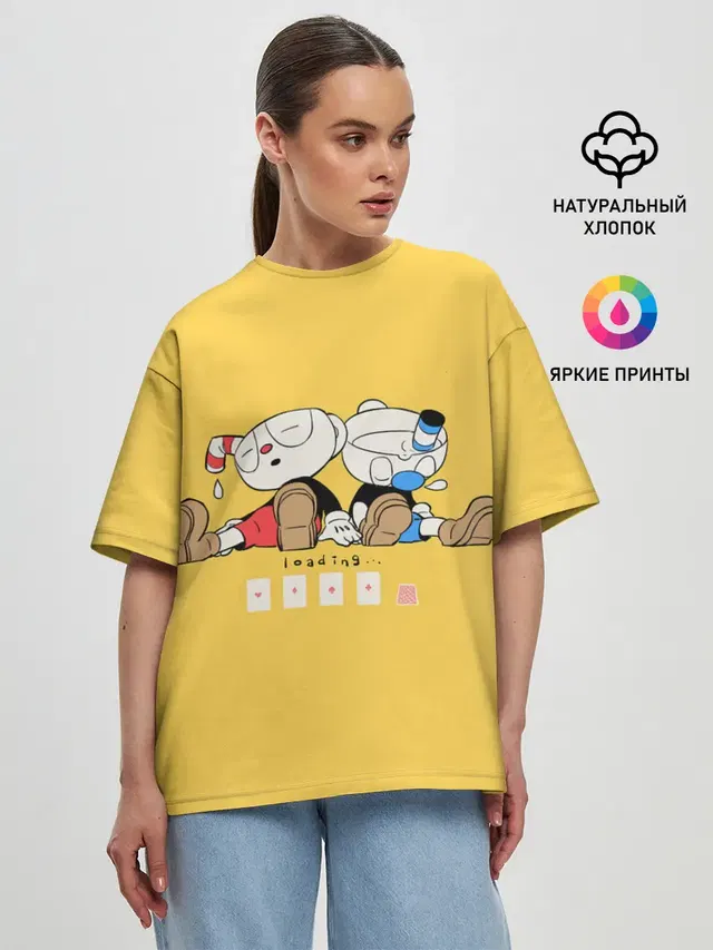 Женская футболка оверсайз с принтом «Loading Cup»